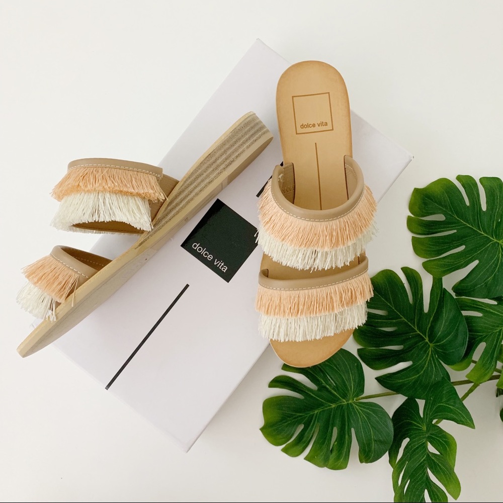 Dolce Vita Fringe Slide on Sandal with Wedge